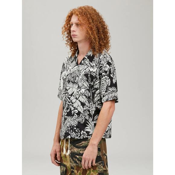 PALM ANGELS Bowling Shirt Jungle Palms Parrots  Short Sleeve Button Up - L (50) - Picture 5 of 9